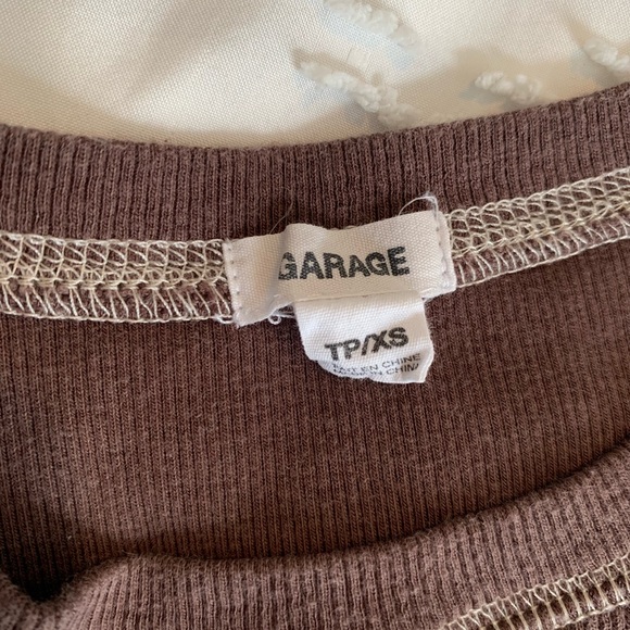 GARAGE brown ribbed cropped long sleeve - Picture 2 of 5